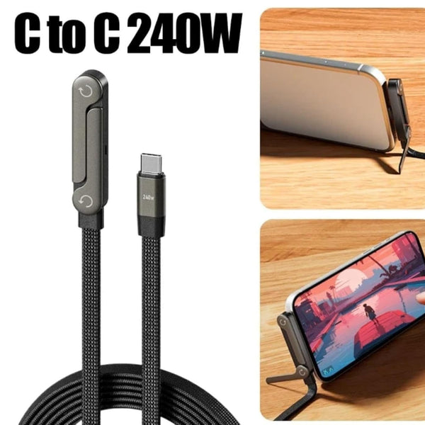 2 In 1  240W USB C Fast Charging Cable With Built In Invisible Stand For Mobile