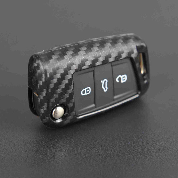 3 Button Flip Key ABS+Silicone Car Key Cover Case With Keychain Suitable For Volkswagen Virtus, Tiguan, T-Roc, Taigun, New Jetta
