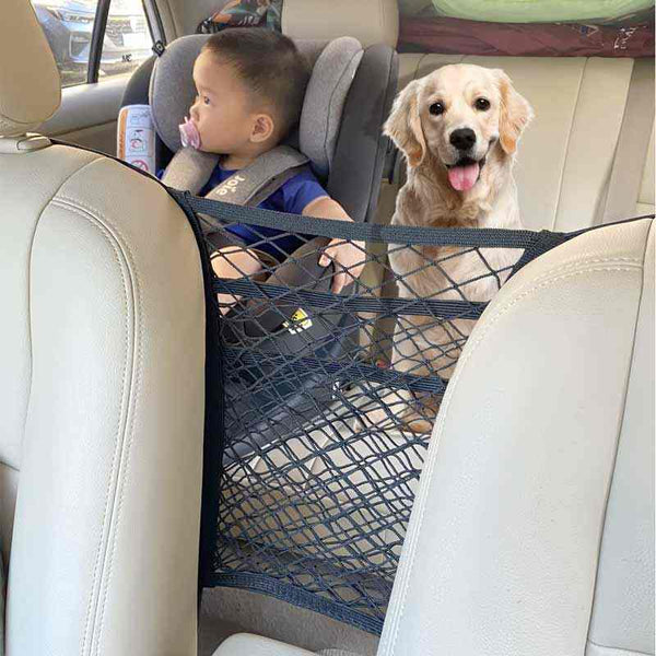 3-Layer Car Mesh Organizer, Seat Back Net Bag, Barrier of Backseat Pet Kids, Cargo Tissue Purse Holder, Driver Storage Netting Pouch
