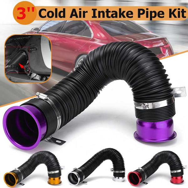 3'' Universal Car Cold Air Intake Feed Flexible Duct Pipe Inlet Hose Tube Duct (Assorted Color)