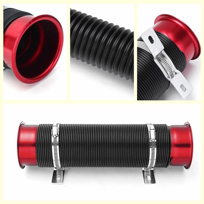 3'' Universal Car Cold Air Intake Feed Flexible Duct Pipe Inlet Hose Tube Duct (Assorted Color)