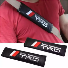 2Pcs TRD Carbon Fiber Embroidery Car Seat Belt Cover Safety Shoulder Pads