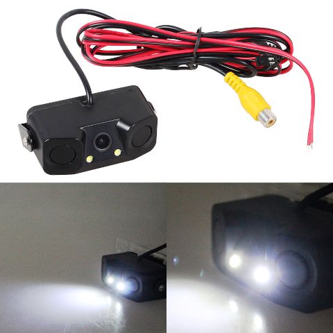 3in1 Car Visual Reversing Night Vision Backup Parking Sensor CCD Camera.