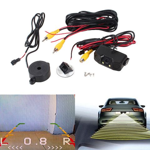 3in1 Car Visual Reversing Night Vision Backup Parking Sensor CCD Camera.