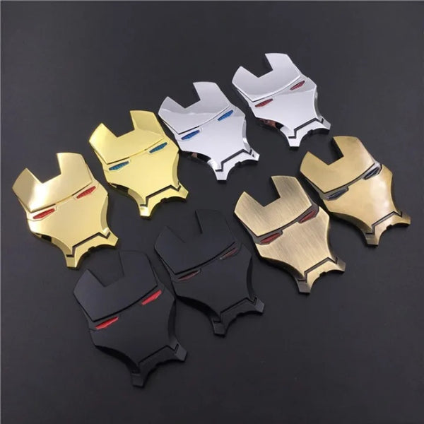 3D Metal Iron Robot Mask Car Emblem Stickers Logo Avengers Car Styling Decals Exterior Accessories