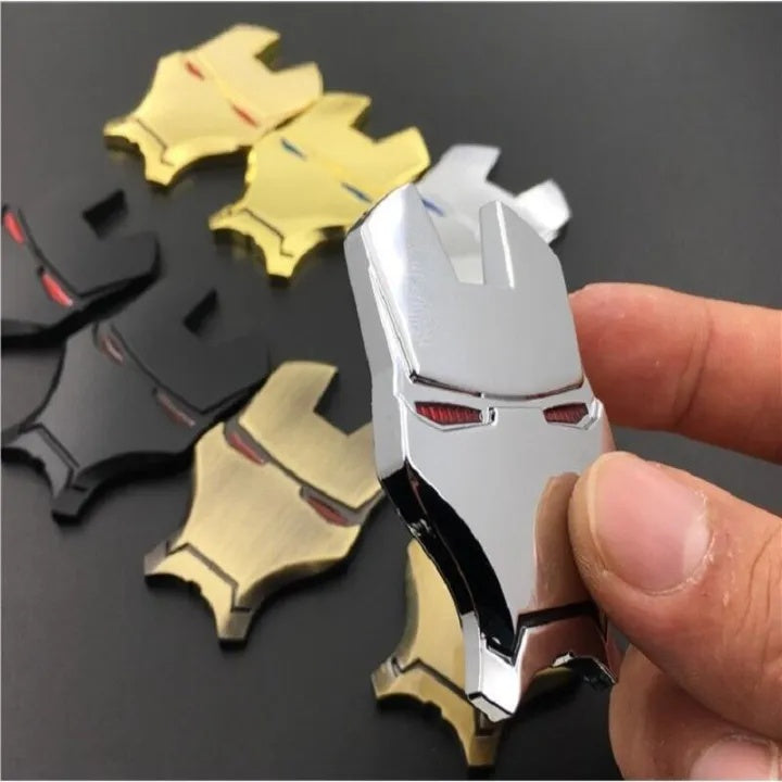 3D Metal Iron Robot Mask Car Emblem Stickers Logo Avengers Car Styling Decals Exterior Accessories