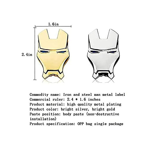 3D Metal Iron Robot Mask Car Emblem Stickers Logo Avengers Car Styling Decals Exterior Accessories