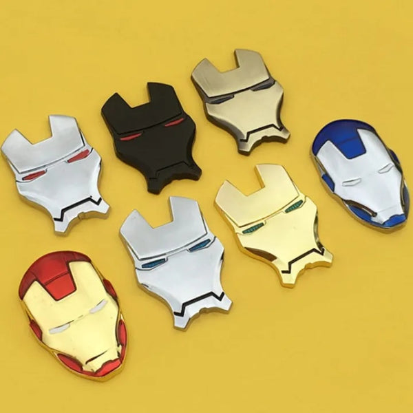 3D Metal Iron Robot Mask Car Emblem Stickers Logo Avengers Car Styling Decals Exterior Accessories