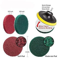 8 Pcs Drill Brush Cleaning Kit – Power Scrubber Pads & Brush Attachment Set for Bathroom, Tiles, Floor & Car (Drill Not Included)