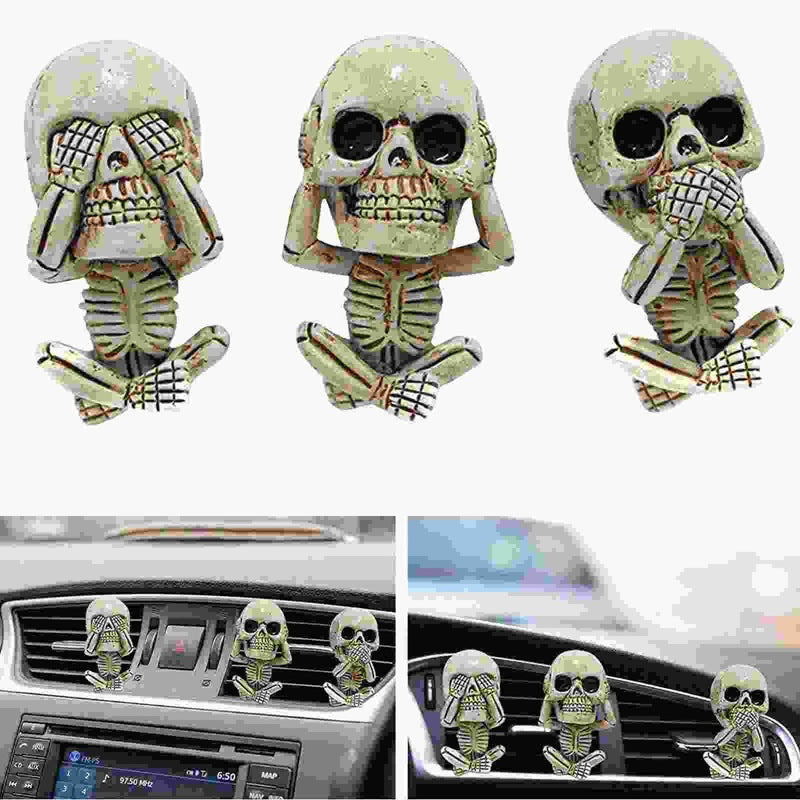 3PCS Car Decor Gift Ghost Skull Car Air Freshener Car Perfume Diffuser Vent Clip