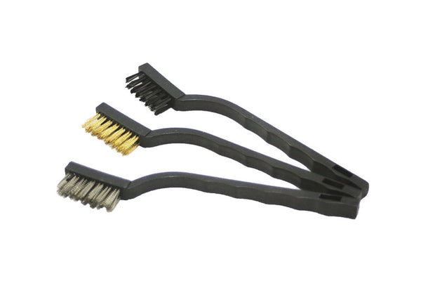 3pcs Mini Stainless Steel Brass Nylon Wire Brush Set Cleaning Detailing Polish