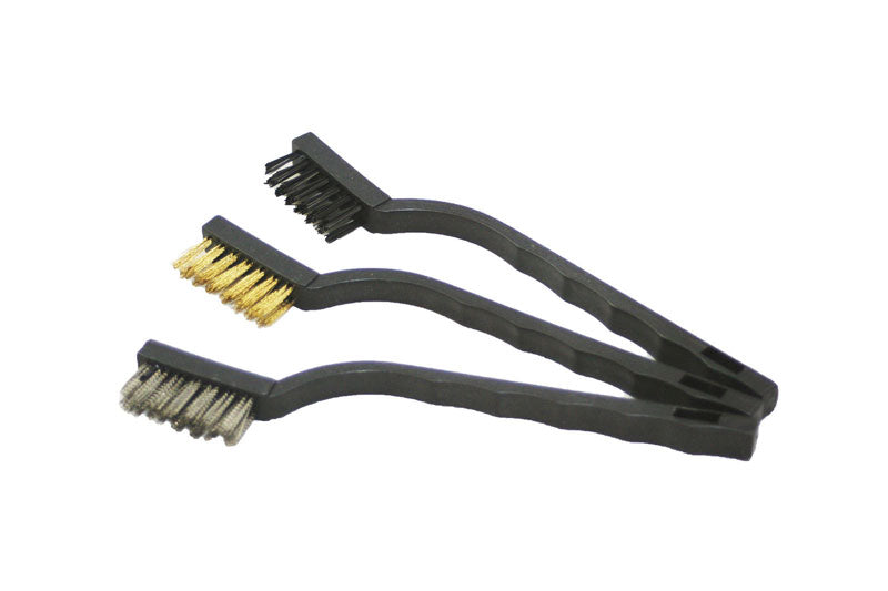 3pcs Mini Stainless Steel Brass Nylon Wire Brush Set Cleaning Detailing Polish