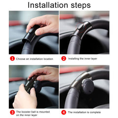 3R-2151 BLACK 360 Rotation Car Steering Wheels Spinner Knob Power Save Easy Turn Ball Booster