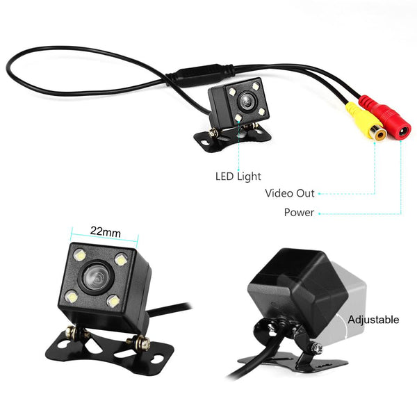 2in1 Front & Rear Parking 4 LED Night Vision Car Backup Reverse Rear View Camera With Wide View CCD Image