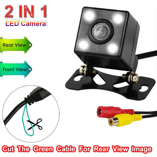 2in1 Front & Rear Parking 4 LED Night Vision Car Backup Reverse Rear View Camera With Wide View CCD Image