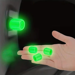4 Pcs Green Color Car Truck Tyre Valve Caps Luminous Glow Car Tire Air Stem Valve Cap Covers