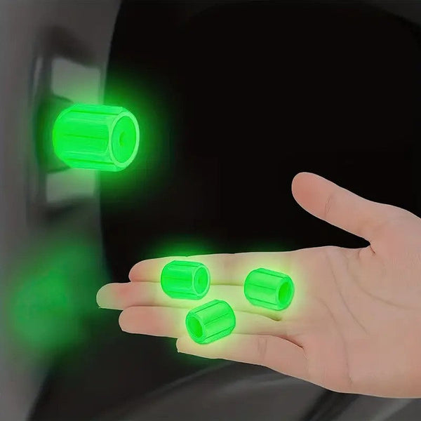 4 Pcs Green Color Car Truck Tyre Valve Caps Luminous Glow Car Tire Air Stem Valve Cap Covers