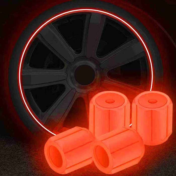 4 Pcs Green Color Car Truck Tyre Valve Caps Luminous Glow Car Tire Air Stem Valve Cap Covers