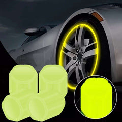 4 Pcs Green Color Car Truck Tyre Valve Caps Luminous Glow Car Tire Air Stem Valve Cap Covers