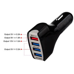 4 Port USB 3.0 Fast Charging Car Charger Adapter Quick Charge (Random Color)
