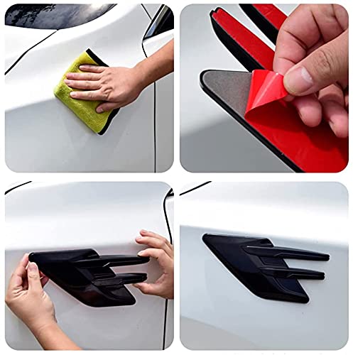2pcs Black Car Fender Side Vents Compatible Decorative Air Flow Intake For Exterior Parts in ABS
