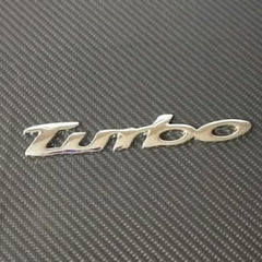 Cursive Style Small Letter Turbo Metal Logo 3D Car Hood Ornament / Decal For Car Bike Cycle
