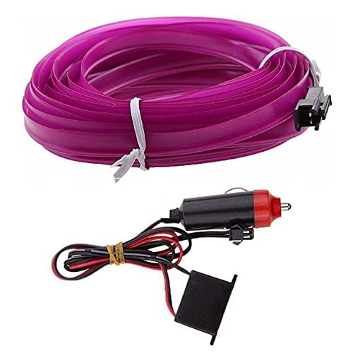 Purple 13 Feet Flexible EL Wire Glowing Neon Car Light + Inverter