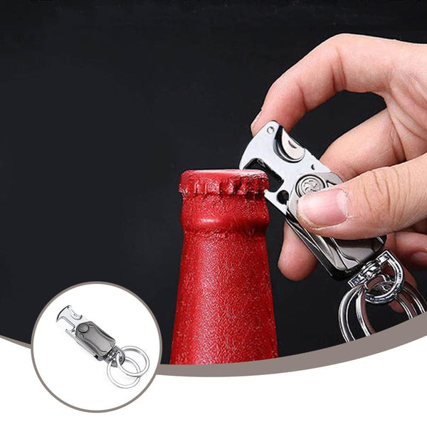 5 In 1 Multifunction Car Metal Keychain 360° Rotating Spinner, Bottle Opener & Phone Holder Key Ring