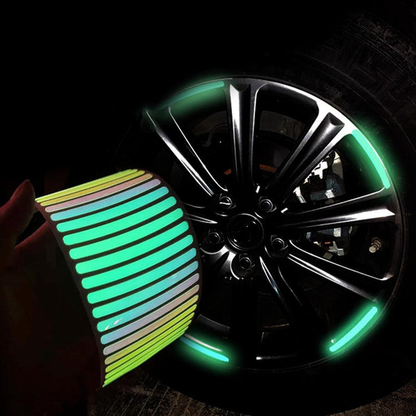 20 Pcs Mix Color Car Wheel Reflective Rim Stickers Luminous Safety Strips For Cars & Bikes
