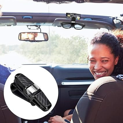 Car Sunglasses Holder Clip 180° Rotatable Visor Mount With Card Slot