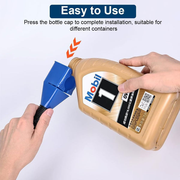 Car Universal Fuel Funnel With Hose & Filter Anti Spill Liquid Transfer Tool