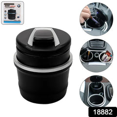 Portable Car Ashtray With Lid And Blue LED Light (1 Pc / With Color Box)
