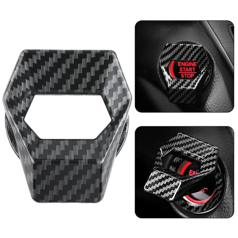 1pc Car Aluminum Engine Start Stop Engine Push Button Protection Cover Trim Sticker