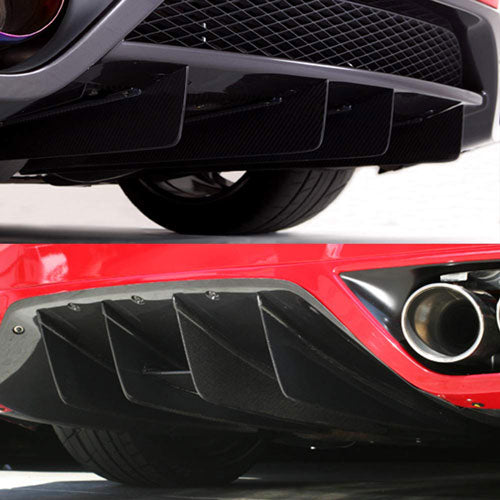 4Fin Universal Lower Rear Body Bumper Lip Diffuser Shark Fin Spoiler Gloss Black