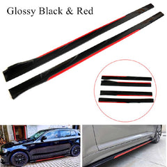 4pcs ABS Car Side Skirt Splitters Lip Winglet Gloss Black + Red Body Line Universal
