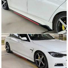 4pcs ABS Car Side Skirt Splitters Lip Winglet Gloss Black + Red Body Line Universal