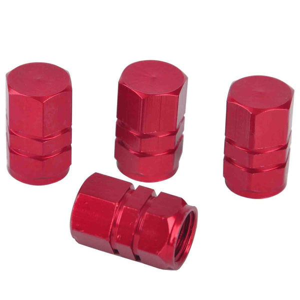4pcs Red Aluminum Wheel Tire Valve Stem Air Dust Caps Cover