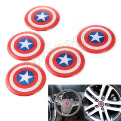 4pcs Captain America Emblem Car Wheel Center Hub Cap Caps Badge Sticker Decal 60mm