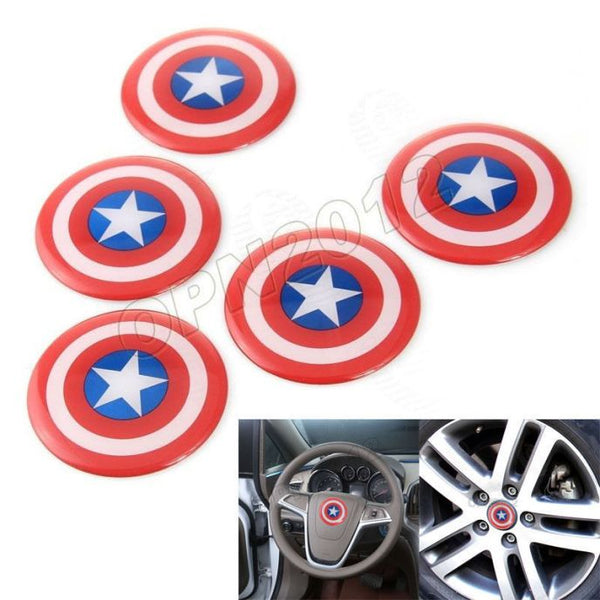 4pcs Captain America Emblem Car Wheel Center Hub Cap Caps Badge Sticker Decal 60mm