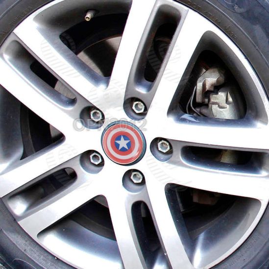 4pcs Captain America Emblem Car Wheel Center Hub Cap Caps Badge Sticker Decal 60mm