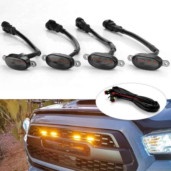 4Pcs LED Front Grille Running Lights For Car-Smoke