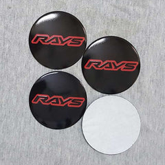 4pcs Rays Red Emblem Car Wheel Center Hub Cap Caps Badge Sticker Decal 60mm