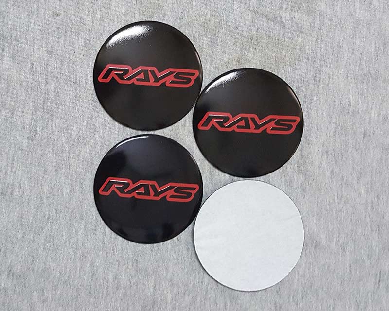 4pcs Rays Red Emblem Car Wheel Center Hub Cap Caps Badge Sticker Decal 60mm