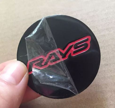 4pcs Rays Red Emblem Car Wheel Center Hub Cap Caps Badge Sticker Decal 60mm