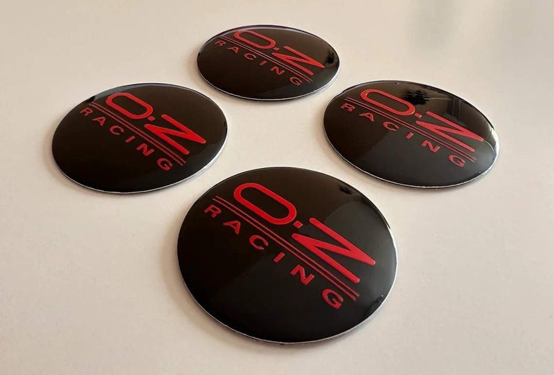 4pcs Red Black O.Z RACING Logo On Black Background Emblem Car Wheel Center Hub Caps Badge Sticker Decal 57mm
