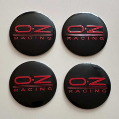 4pcs Red Black O.Z RACING Logo On Black Background Emblem Car Wheel Center Hub Caps Badge Sticker Decal 57mm