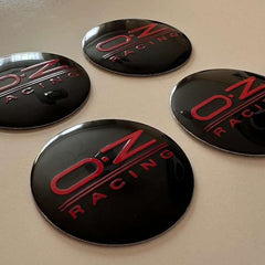 4pcs Red Black O.Z RACING Logo On Black Background Emblem Car Wheel Center Hub Caps Badge Sticker Decal 57mm