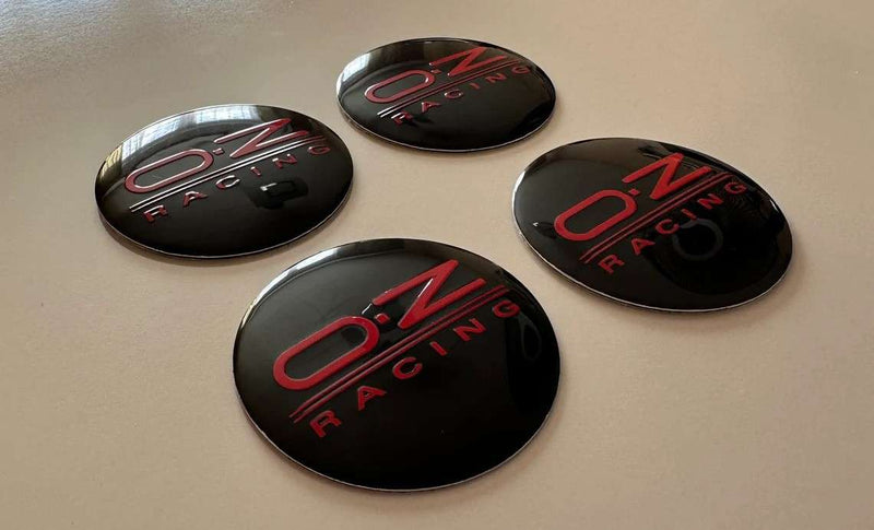 4pcs Red Black O.Z RACING Logo On Black Background Emblem Car Wheel Center Hub Caps Badge Sticker Decal 57mm