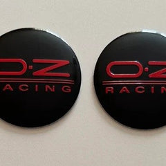 4pcs Red Black O.Z RACING Logo On Black Background Emblem Car Wheel Center Hub Caps Badge Sticker Decal 57mm