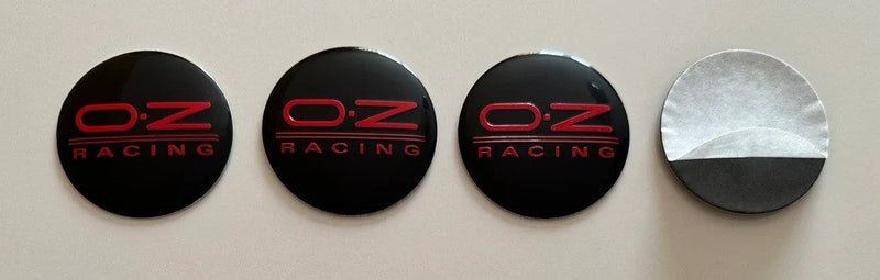 4pcs Red Black O.Z RACING Logo On Black Background Emblem Car Wheel Center Hub Caps Badge Sticker Decal 57mm